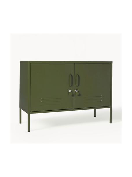 Credenza in metallo The Lowdown, Acciaio verniciato a polvere, Verde oliva, Larg. 100 x Alt. 72 cm