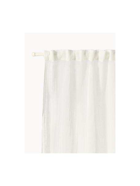 Voilages avec ruflette multiple Ellen, 2 pièces, 100 % pur lin, Blanc cassé, larg. 115 x long. 250 cm