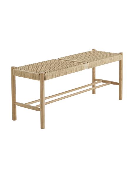 Panca in legno con intreccio di giunco Ellan, Struttura: massiccio legno di querci, Seduta: Paglia intrecciata, Legno di quercia, Larg. 110 x Alt. 45 cm