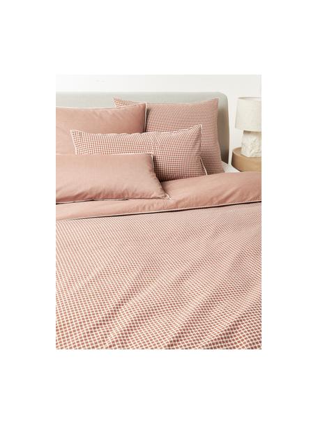 Seersucker-Bettdeckenbezug Davey mit Karo-Muster, Webart: Seersucker Fadendichte 16, Terrakotta, Weiss, B 135 x L 200 cm
