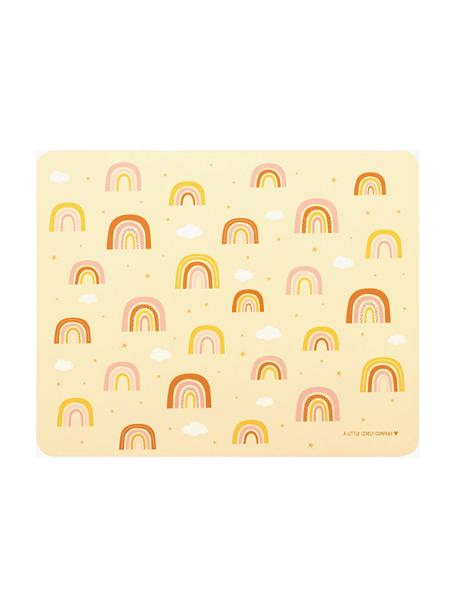 Kinderplacemat Rainbows, Rubber, Lichtgeel, roze- en oranjetinten, B 43 x D 34 cm