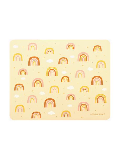 Tovaglietta per bambini Rainbows, Gomma, Giallo chiaro, tonalità rosa e arancioni, Larg. 43 x Lung. 34 cm