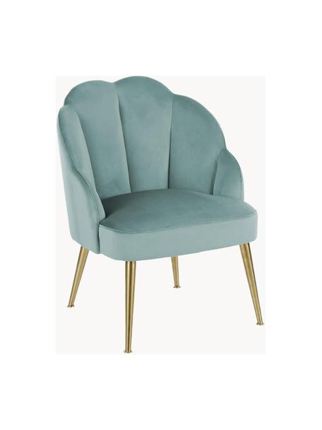 Fluwelen cocktailfauteuil Helle, Bekleding: fluweel (polyester) Met 3, Poten: gepoedercoat metaal, Fluweel turquoise groen, B 65 x D 65 cm