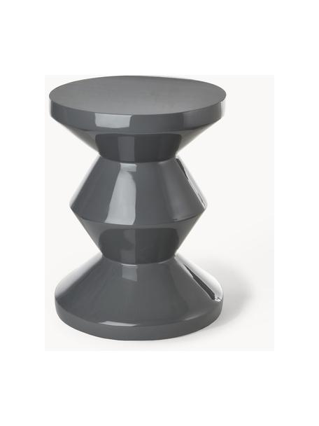 Kulatý odkládací stolek Zig Zag, Lakovaná umělá hmota, Tmavě šedá, Ø 36 cm, V 46 cm