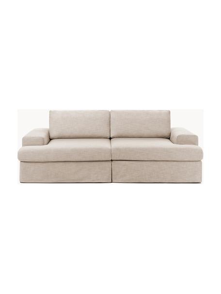Divano componibile 3 posti con rivestimento sfoderabile Russell, Rivestimento: 100% cotone Con 50.000 ci, Struttura: legno di pino massiccio c, Gambe: plastica, Tessuto beige, Larg. 206 x Prof. 103 cm