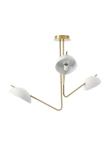 Lampada grande da soffitto retrò Johan, Baldacchino: metallo spazzolato, Dorato, bianco, Ø 75 x Alt. 50 cm
