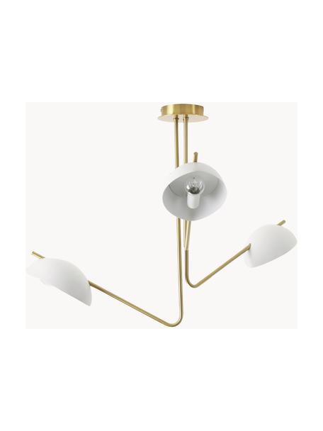 Lámpara de techo retro grande Johan, Anclaje: metal cepillado, Dorado, blanco, Ø 75 x Al 50 cm