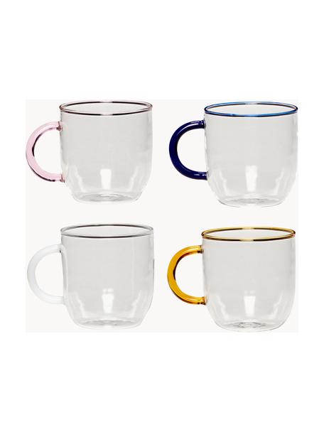 Sada ručně foukaných hrnků Kiosk, 4 díly, Sklo, Transparentní, více barev, Ø 10 cm, V 13 cm, 350 ml
