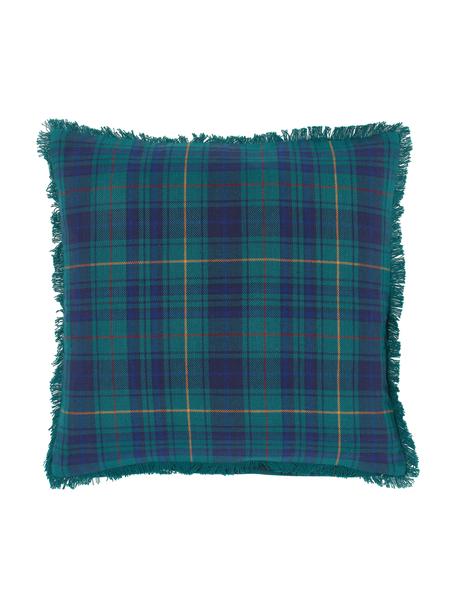 Housse de coussin 45x45 carreaux Stirling, 100 % coton, Tons bleus, larg. 45 x long. 45 cm