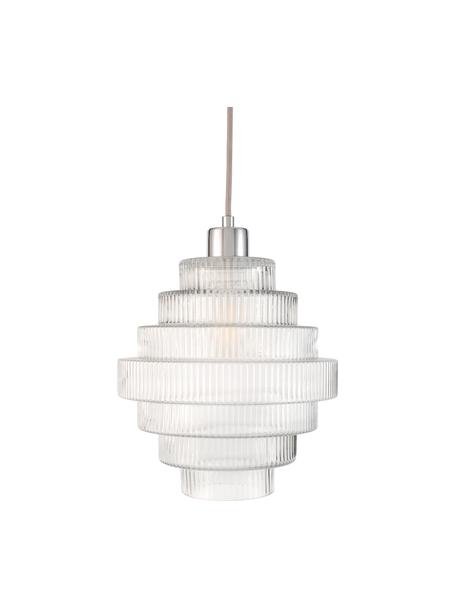 Kleine hanglamp Noble Brilliance, Lampenkap: glas, Baldakijn: gecoat metaal, Transparant, chroomkleurig, Ø 24 x H 25 cm