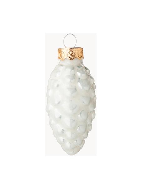 Adornos navideños Pat, 6 cm, 12 uds., Adornos: vidrio, Blanco, Ø 3 x Al 6 cm