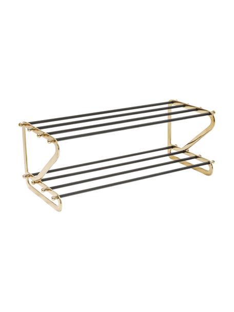 Metalen schoenenrek Walk met twee schappen, Frame: gepoedercoat aluminium, Goudkleurig, zwart, B 84 x H 34 cm