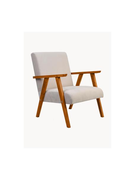 Sedia in velluto con braccioli Victoria, Rivestimento: velluto (100% poliestere), Struttura: legno, Velluto beige, legno laccato, Larg. 60 x Prof. 69 cm
