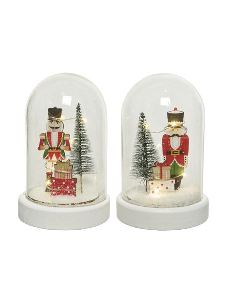 Décoration lumineuse LED Nut à piles (ensemble de 2 élém.), Verre, bois, plastique, Transparent, blanc, multicolore, Ø 10 x haut. 15 cm