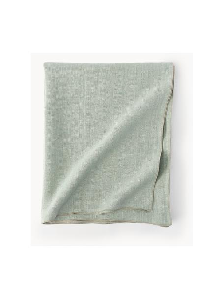 Mantel de lino Audra, 100% lino, Verde salvia, beige, De 6 a 8 comensales (An 150 x L 250 cm)