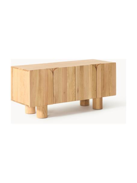 Mueble TV de madera de roble Cadi, Parte trasera: tablero de fibra de densi, Madera de roble aceitada, An 120 x Al 55 cm