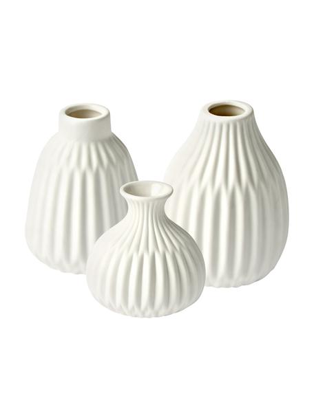 Komplet wazonów z porcelany Palo, 3 elem., Porcelana, Biały, Komplet z różnymi rozmiarami