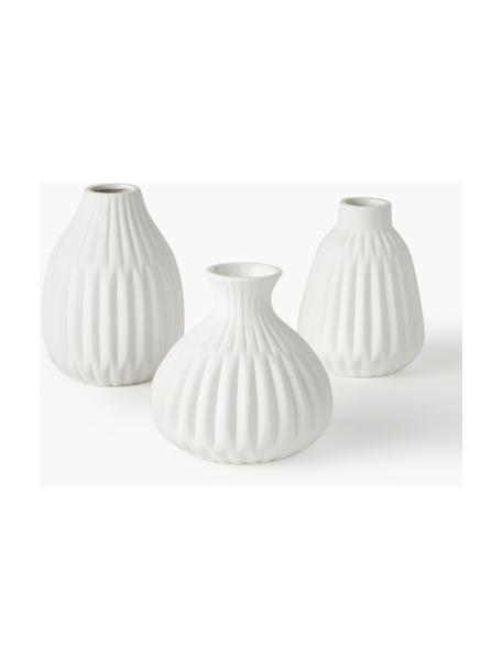 Kleine Vasen Palo aus Porzellan, 3er-Set, Porzellan, Weiß, Set mit verschiedenen Größen