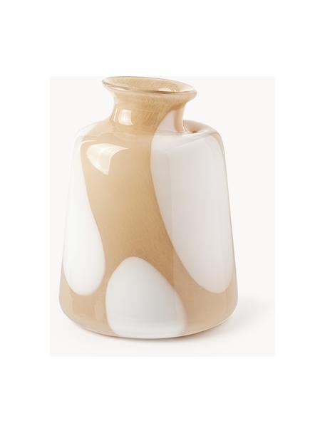 Jarrón de vidrio Ottilie, 20 cm, Vidrio, Ocre, blanco, Ø 16 x Al 20 cm