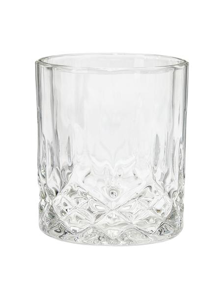 Sklenice s reliéfním vzorem George, 4 ks, Sklo, Transparentní, Ø 8 cm, V 10 cm, 310 ml