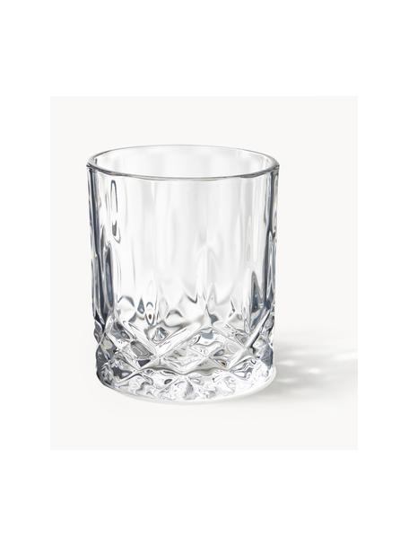 Vasos old fashioned con relieve de cristal George, 4 uds., Transparente, Ø 8 x Al 10 cm, 310 ml