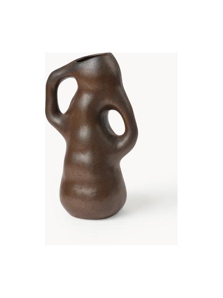 Handgefertigte Vase Isolde, H 35 cm, Steinzeug, glasiert, Dunkelbraun, matt, B 21 x H 35 cm