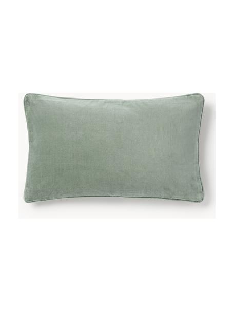 Fluwelen kussenhoes Dana, 100% katoenfluweel, Saliegroen, B 30 x L 50 cm