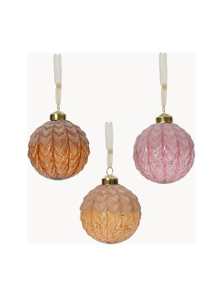 Bolas de Navidad Holy, 6 uds., Vidrio, Rosa claro, tonos naranja, Ø 8 cm