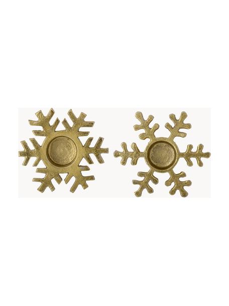 Súprava vianočných svietnikov v tvare snehovej vločky Lisetta, 2 diely, Hliník, potiahnutý, Odtiene zlatej, Ø 12 x V 3 cm