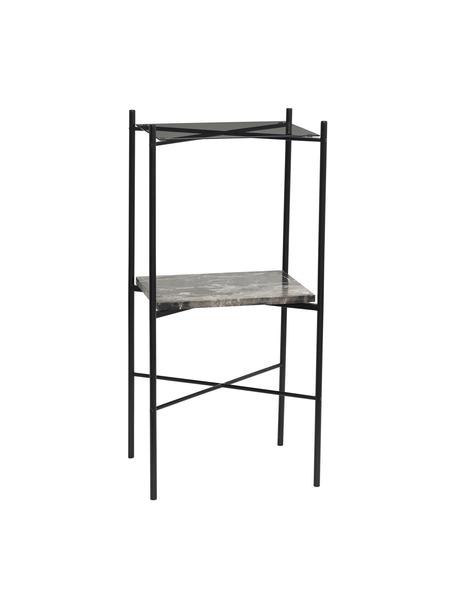 Consolle in metallo nero con marmo Niche, Struttura: metallo rivestito, Nero, Larg. 43 x Alt. 90 cm