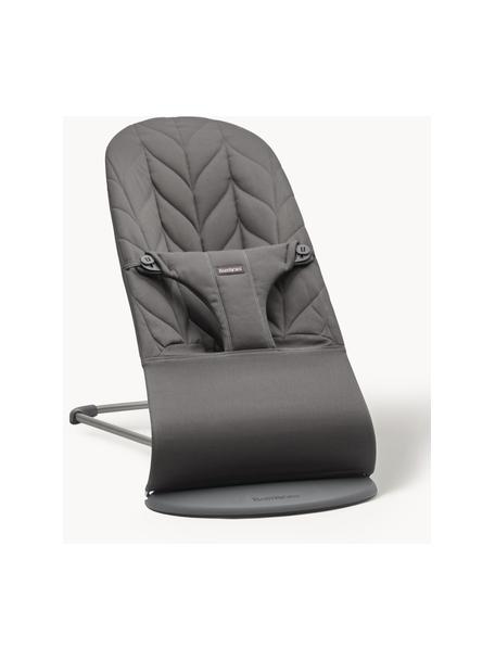 Gesteppte Babywippe Bliss, Bezug: 65 % Polyester (recycelt), Gestell: 79 % Metall, 21 % Kunstst, Dunkelgrau, B 35 x T 56 cm