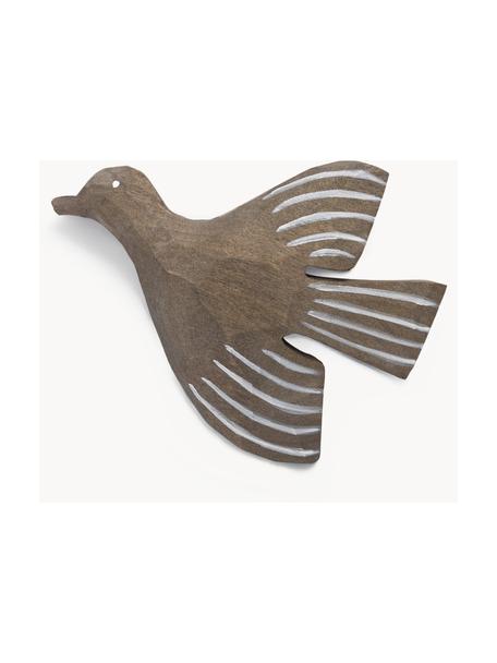 Handgefertigter Wandhaken Lola Bird aus Espenholz, Espenholz, Greige, B 11 x H 11 cm