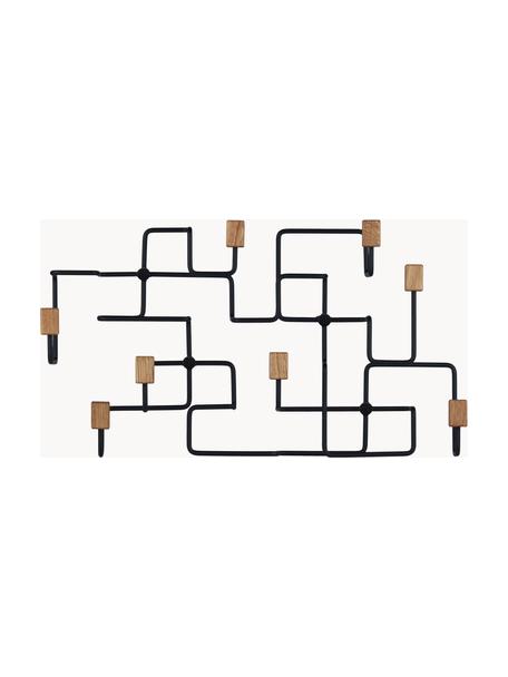 Perchero de pared Underground, Estructura: acero recubierto, Madera de roble, negro, An 59 x Al 33 cm