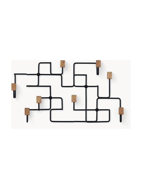 Perchero de pared Underground, Estructura: acero recubierto, Madera de roble, negro, An 59 x Al 33 cm