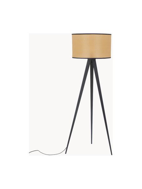 Lampa podłogowa trójnóg z plecionki wiedeńskiej Vienna, Jasny brązowy, czarny, Ø  50 x W 154 cm