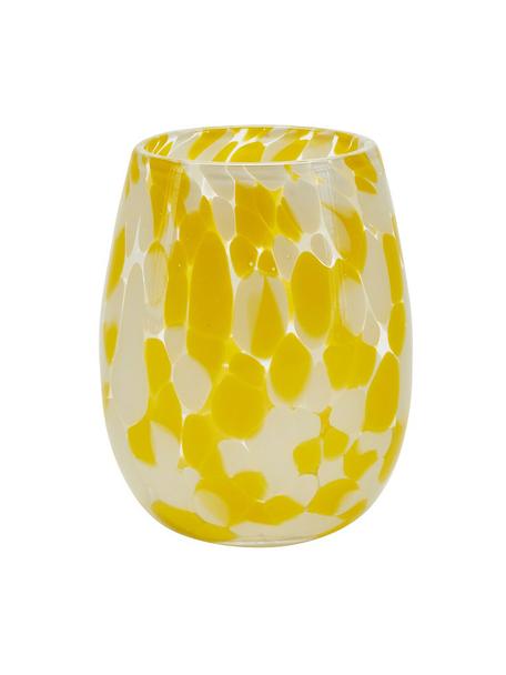 Waterglazen Dots in geel, 6 stuks, Glas, Geel, wit, Ø 10 x H 21 cm, 400 ml