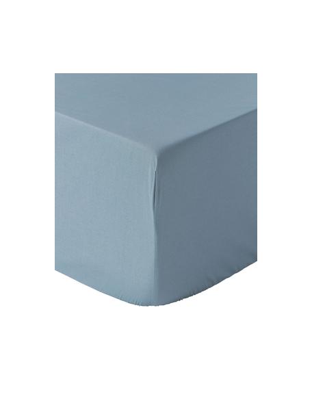 Boxspring hoeslaken Elsie, katoen perkal, Weeftechniek: perkal, Blauw, B 90 x L 200 cm, H 35 cm
