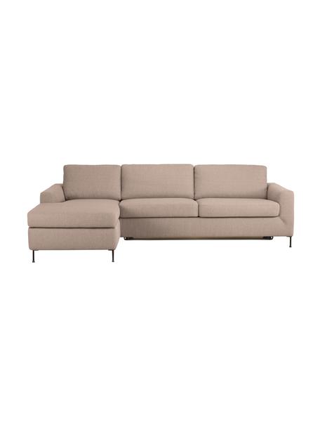 Sofa rozkładana Cucita (3-osobowa), Tapicerka: tkanina (100% poliester) , Stelaż: lite drewno sosnowe z cer, Nogi: metal lakierowany, Taupe tkanina, S 274 x G 164 cm, oparcie lewostronne