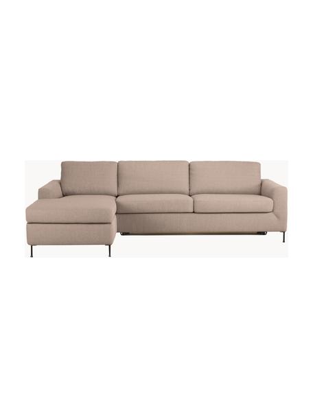 Sofá cama Cucita (3 plazas), con colchón, Tapizado: tejido (poliéster) Alta r, Estructura: madera de pino maciza., Patas: metal pintado., Tejido beige, An 274 x F 164 cm, chaise longue izquierda