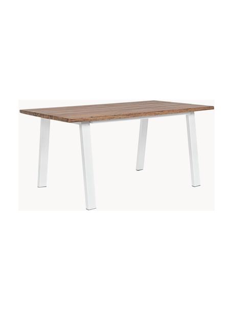Table de jardin avec pieds en métal Oslo, Bois d'acacia, blanc, larg. 160 x prof. 90 cm