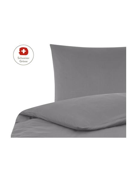 Baumwollsatin-Bettdeckenbezug Comfort in Dunkelgrau, Webart: Satin, leicht glänzend Fa, Dunkelgrau, 160 x 210 cm