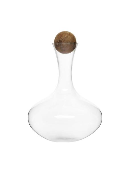 Decanter in vetro soffiato con tappo in legno Eden, Vetro soffiato, legno di quercia, Trasparente, legno di quercia, Alt. 27, 2 L