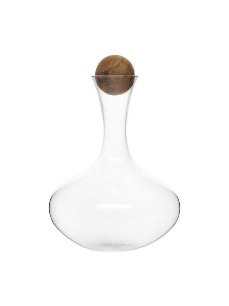 Mondgeblazen decanter Eden met houten dop, 2 L, Sluiting: eikenhout, Transparant, eikenhout, H 27 cm, 2 L