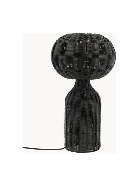 Grosse Tischlampe Werna aus Rattan, Schwarz, Ø 30 x H 54 cm