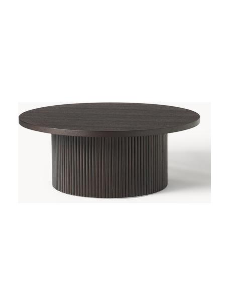 Ronde houten salontafel Nele, Tafelblad: MDF met essenhoutfineer, Voet: massief essenhout, FSC-ge, Hout, donkerbruin gelakt, Ø 85 x H 33 cm