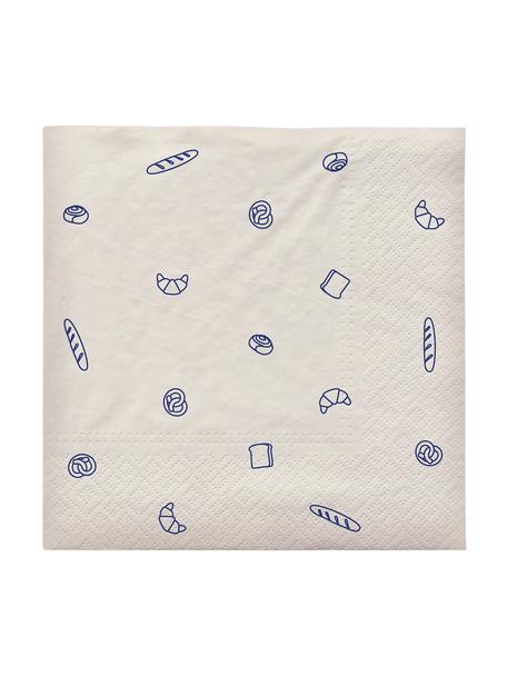 Servilletas de papel estampado Bread, 2 uds., Papel, Blanco, azul, An 33 x L 33 cm