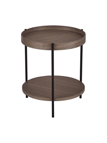 Mesa auxiliar de madera Renee, Tablero: fibras de densidad media , Estructura: metal con pintura en polv, Madera de nogal, Ø 44 x Al 49 cm