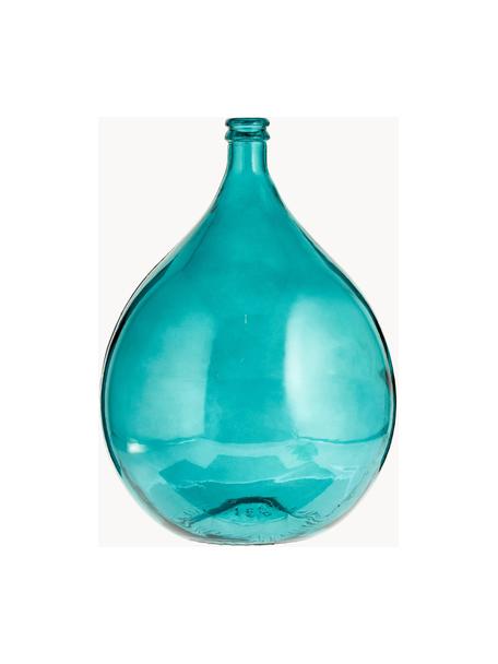 Dame Jeanne en verre recyclé Drop, haut. 56 cm, Verre recyclé, Bleu pétrole, Ø 40 x haut. 56 cm