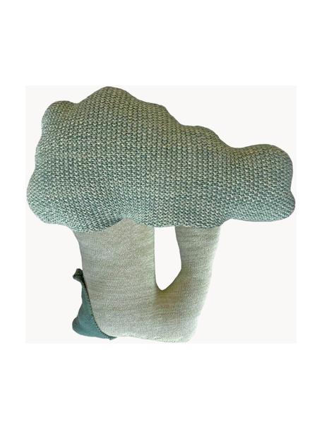 Ručně pletený měkký bavlněný polštář Brucy the Btoccoli, Šalvějově zelená, Š 35 cm, D 35 cm