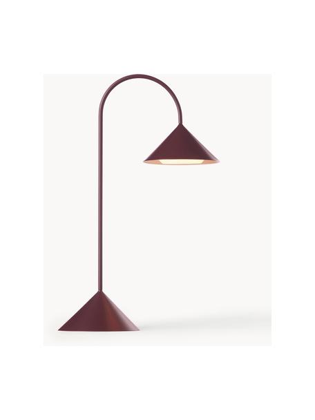 Přenosná exteriérová stolní LED lampa Grasp, stmívatelná, Vínově červená, matná, Š 30 cm, V 47 cm